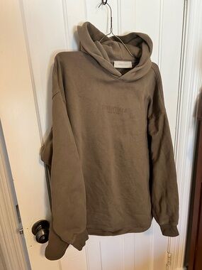 Essentials Brown Embroidered Logo Hoodie